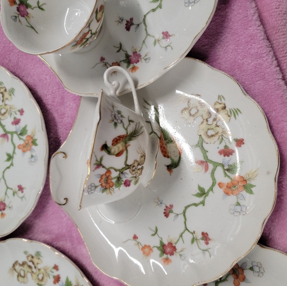 lefton china Dining Vintage Lefton China Hand Painted Teasnack Set